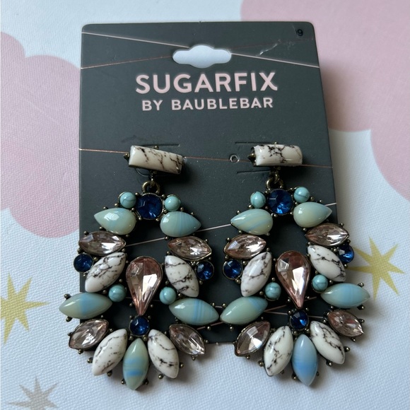🛍️2/$15 New Sugarfix BaubleBar Earrings Mixed Jewels Stone Look Statement Piece - Picture 2 of 2